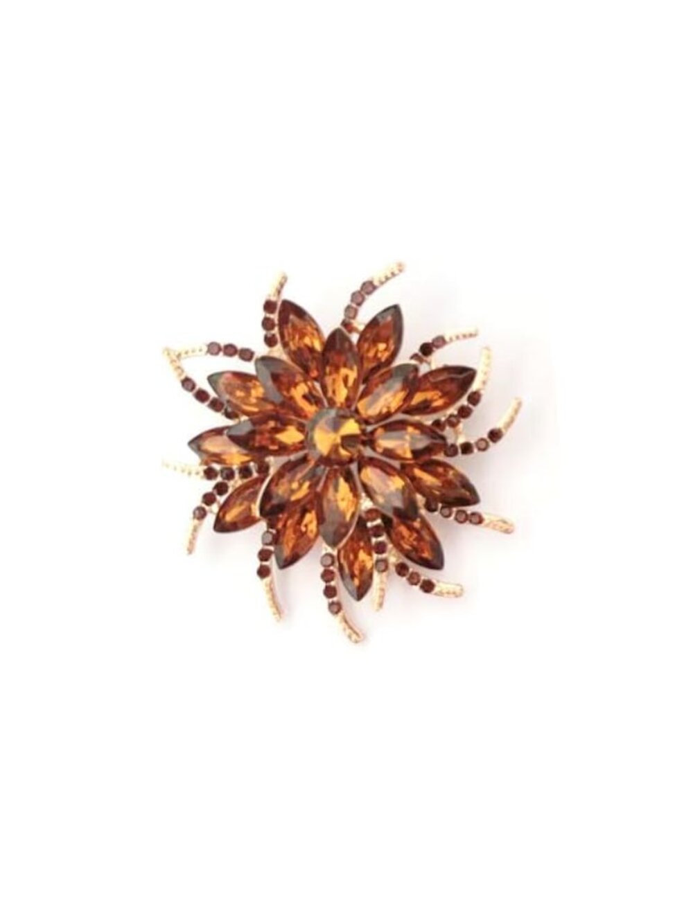 New - Vintage Crystal Rhinestone Flower-shaped Sunflower Leaf Brooch Pin Elegant